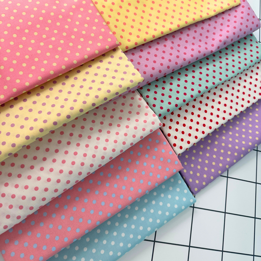Polka Dot Quilt Cotton Fabric Bundle of 10 Fat Quarters