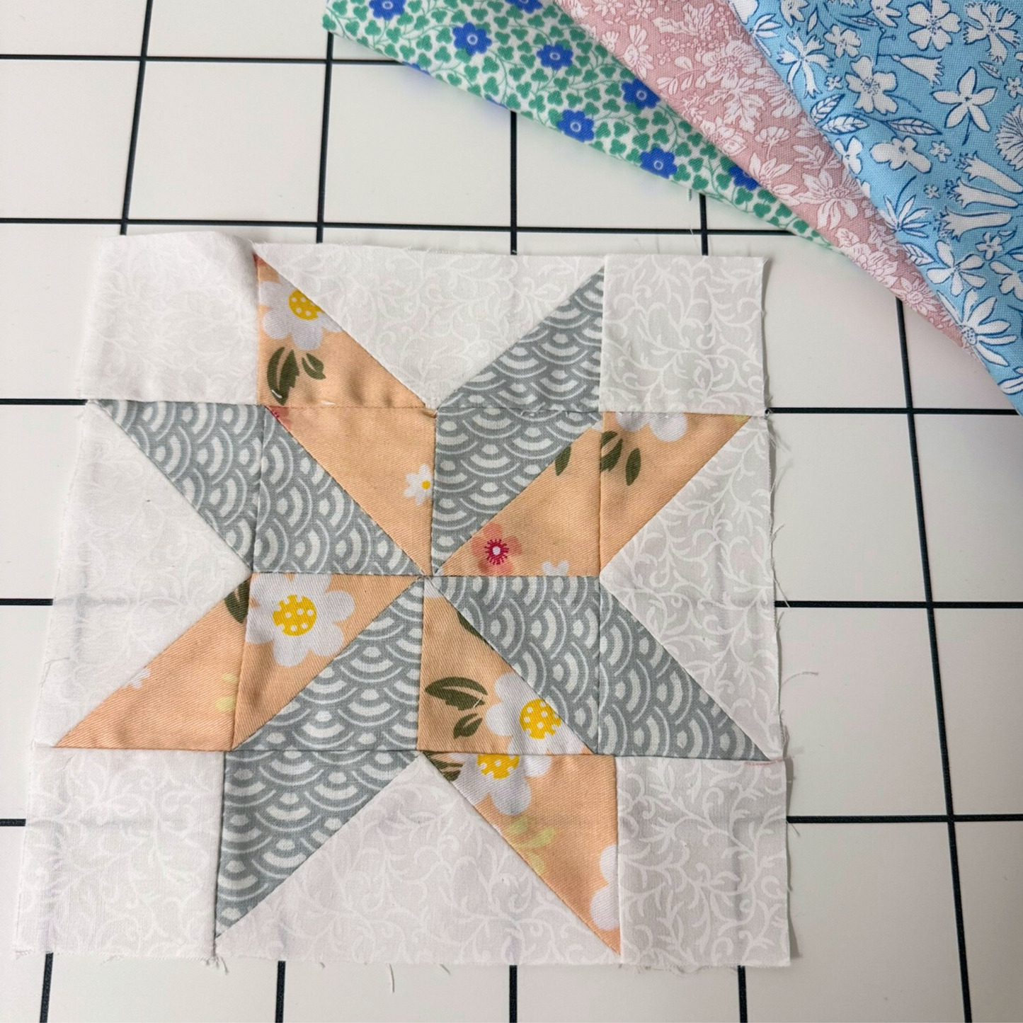 Diamond Star Quilt Block Pattern - 6" and 12" Size DIGITAL PATTERN