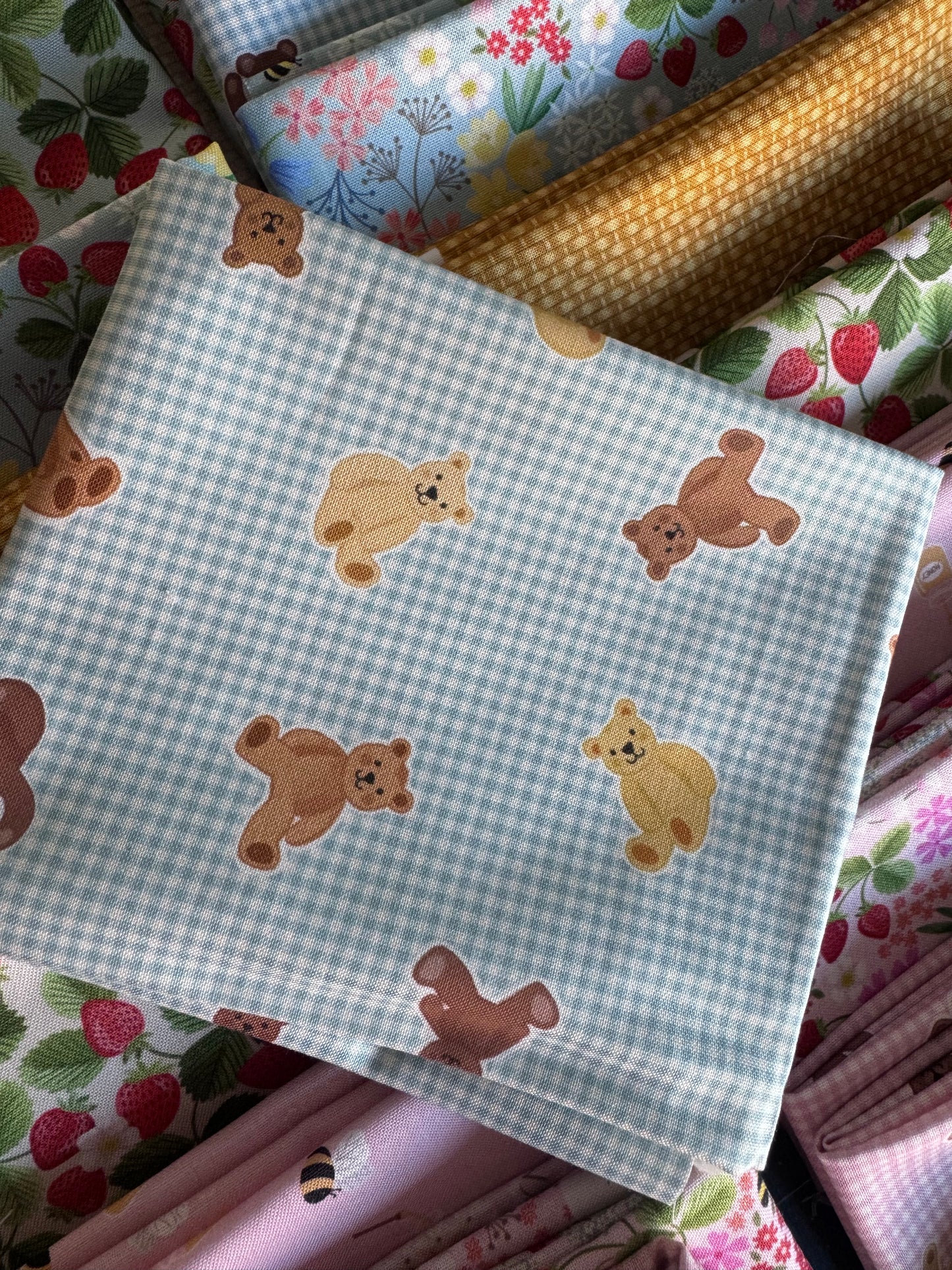 Teddy Bear's Picnic Quilting Fabric Fat Quarter Bundle of 12