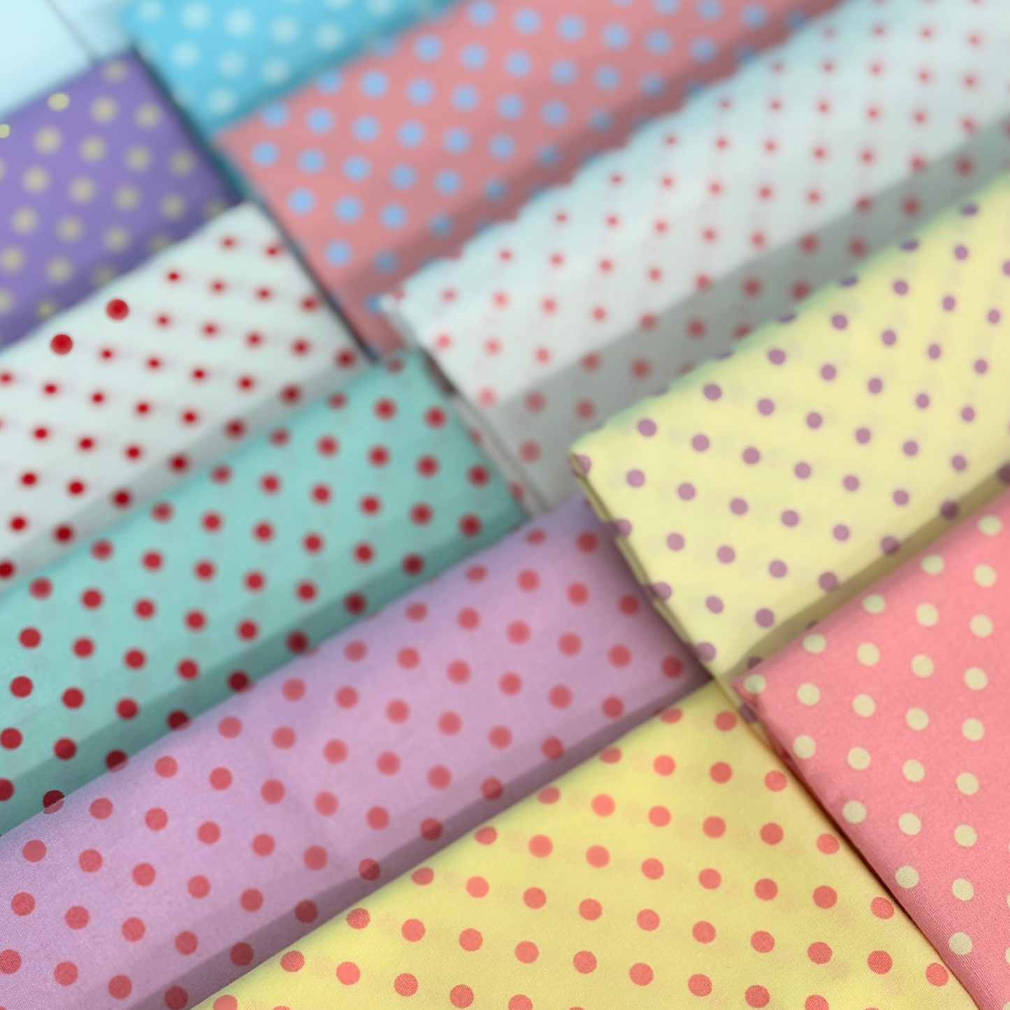 Polka Dot Quilt Cotton Fabric Bundle of 10 Fat Quarters