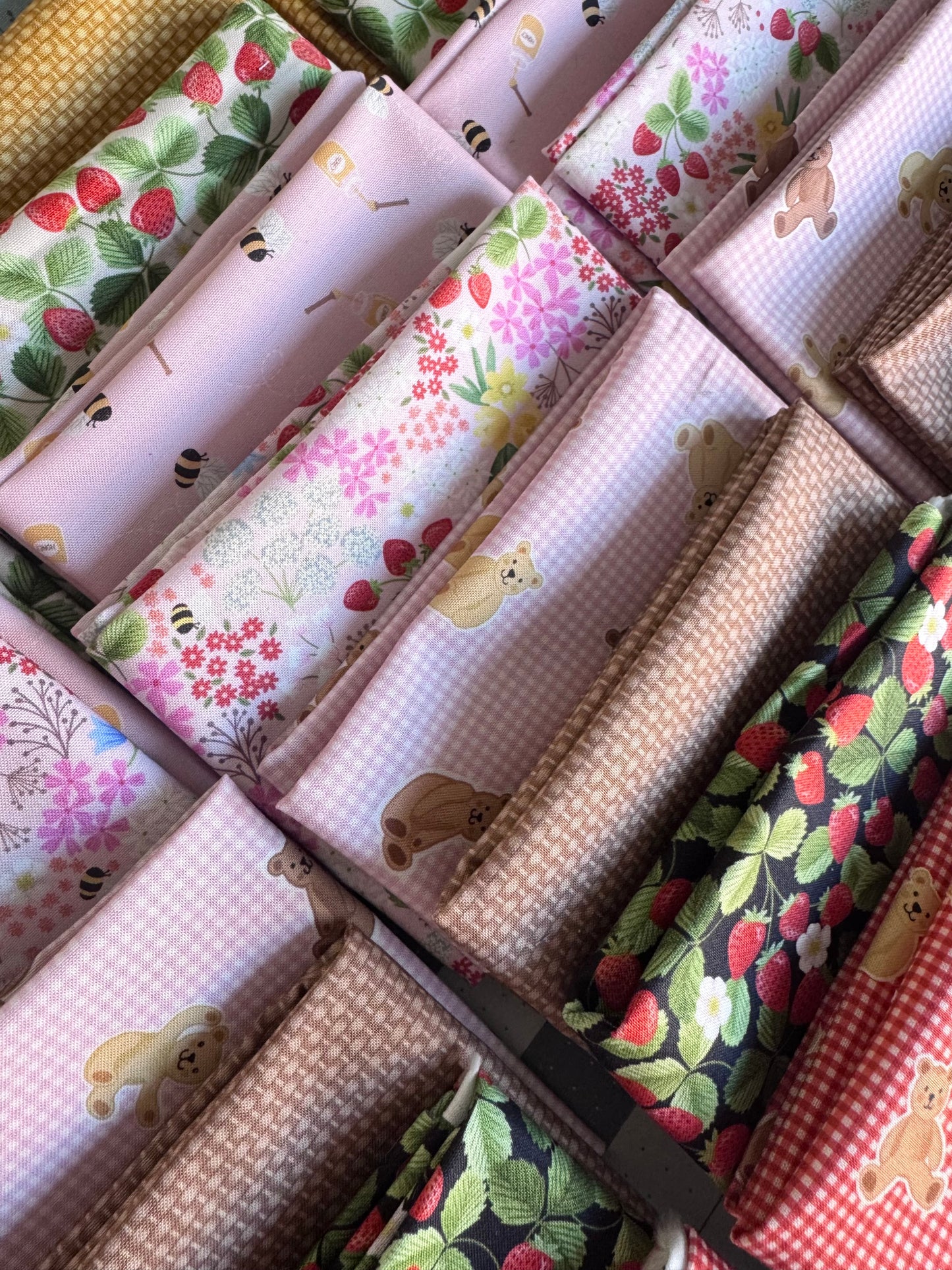 Teddy Bear's Picnic Quilting Fabric Fat Quarter Bundle of 12