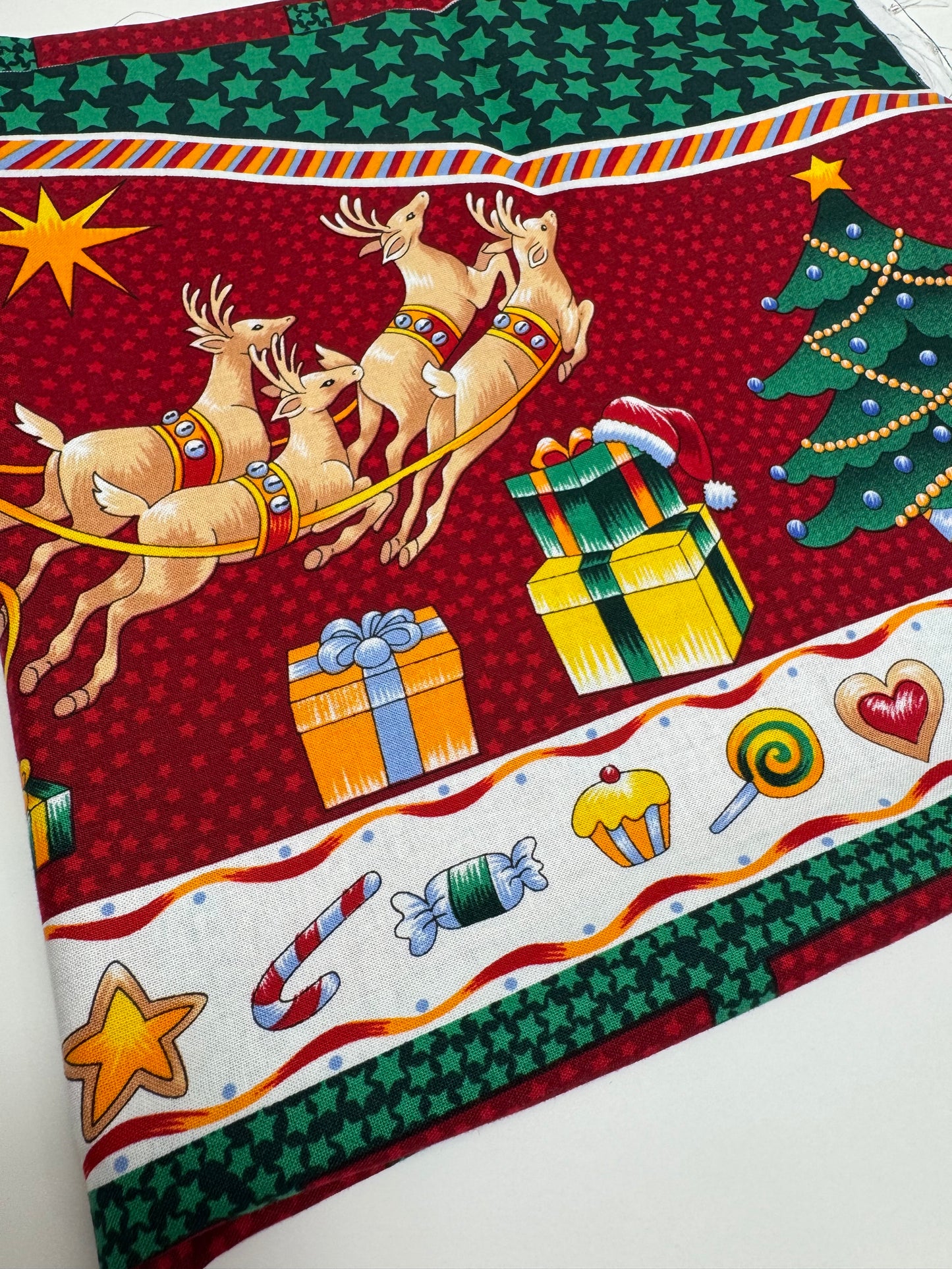 Santa on his Sleigh Christmas Fabric Advent Calendar Panel