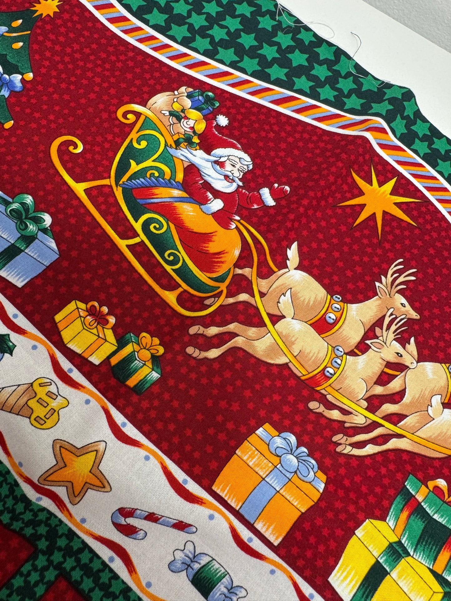 Santa on his Sleigh Christmas Fabric Advent Calendar Panel